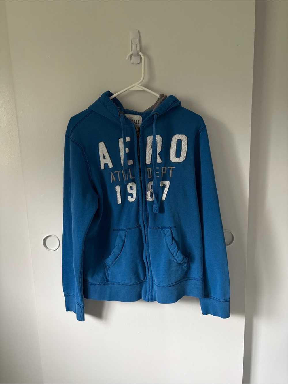 Y2K Aeropostale Casual Full Zip Hooded Jacket - Mens Medium- Blue